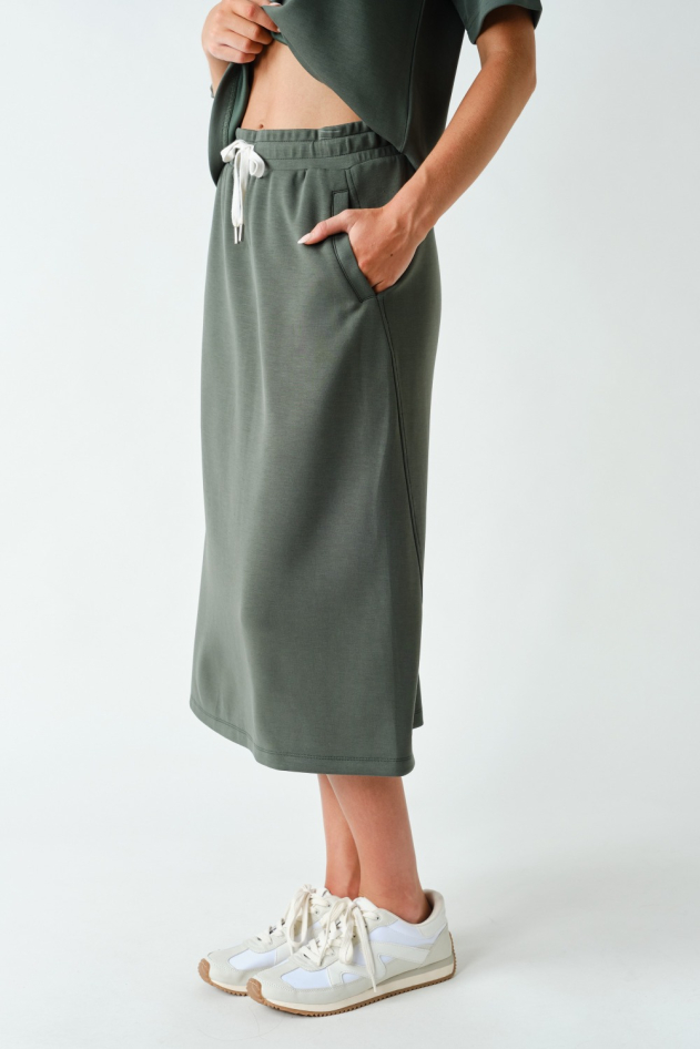 Laguna Drawstring Midi Skirt(KS6168)