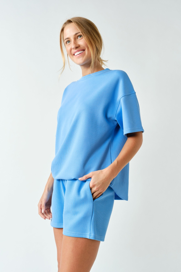 Luxe Sand Wash Rib Tee Set(KSET5898)