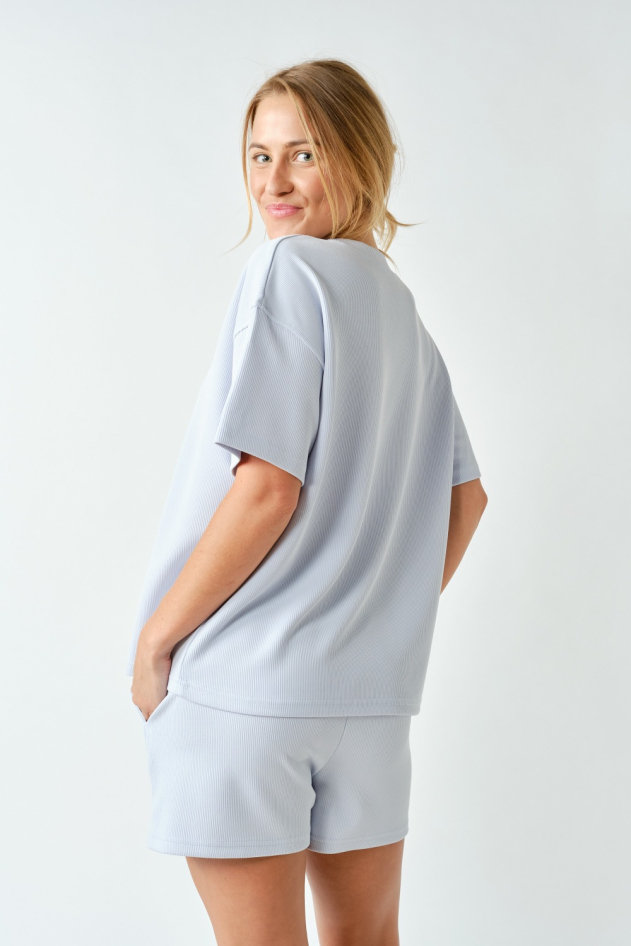 Luxe Sand Wash Rib Tee Set(KSET5898)