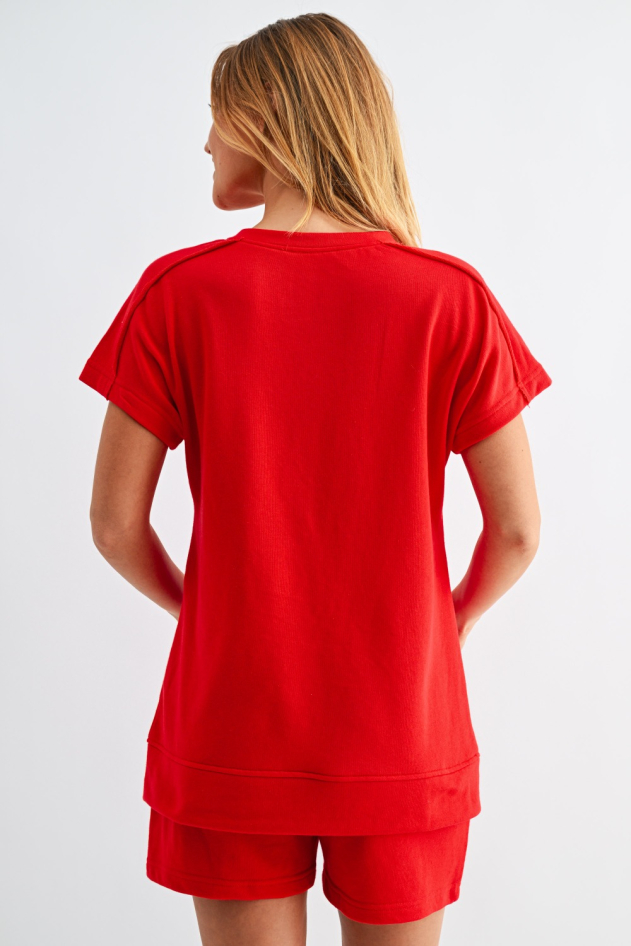 Offset Raw Edge French Terry Set(KSET5903)