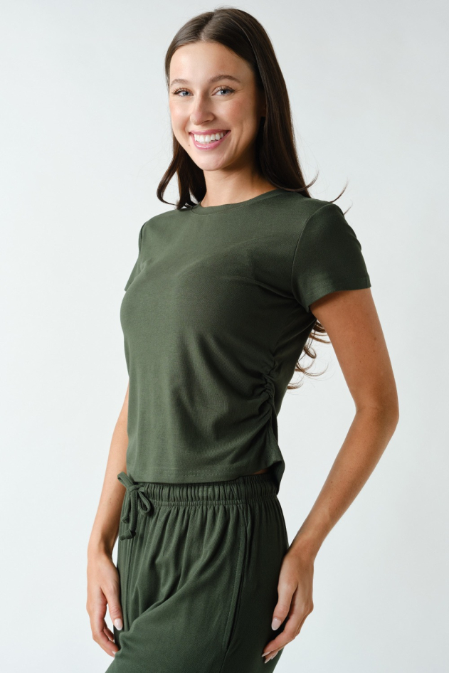Marlow Short-Sleeve Ruched Two-Piece Set(KSET6041)