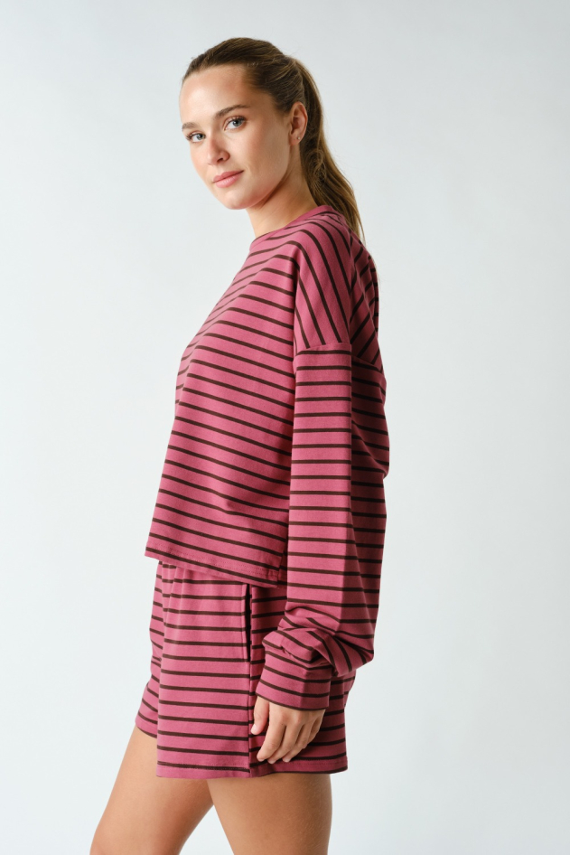 Flex Terry Long-Sleeve & Shorts Lounge Set(KSET6084)