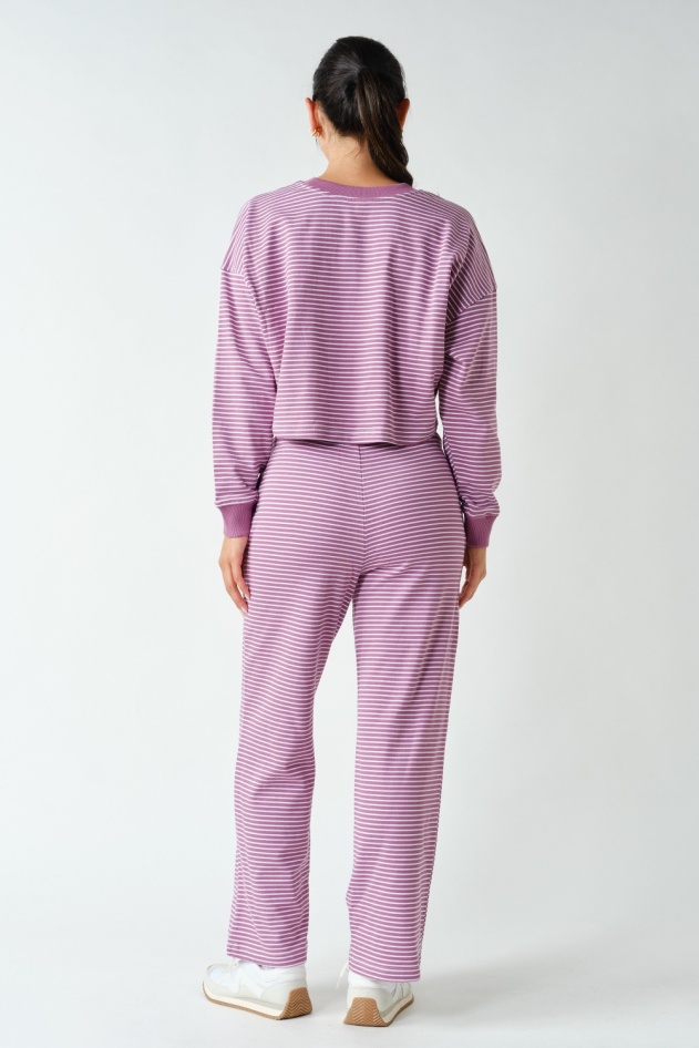 Coastal Striped Crop Top & Pant Set(KSET6110)