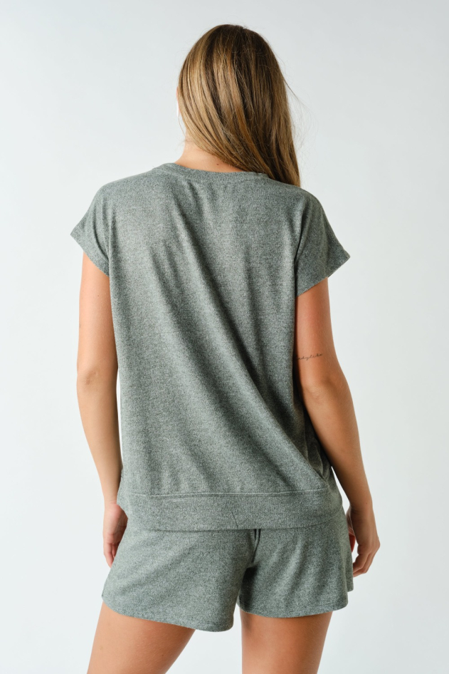 Brushed Hacci Cap Sleeve & Shorts Set(KSET6191)