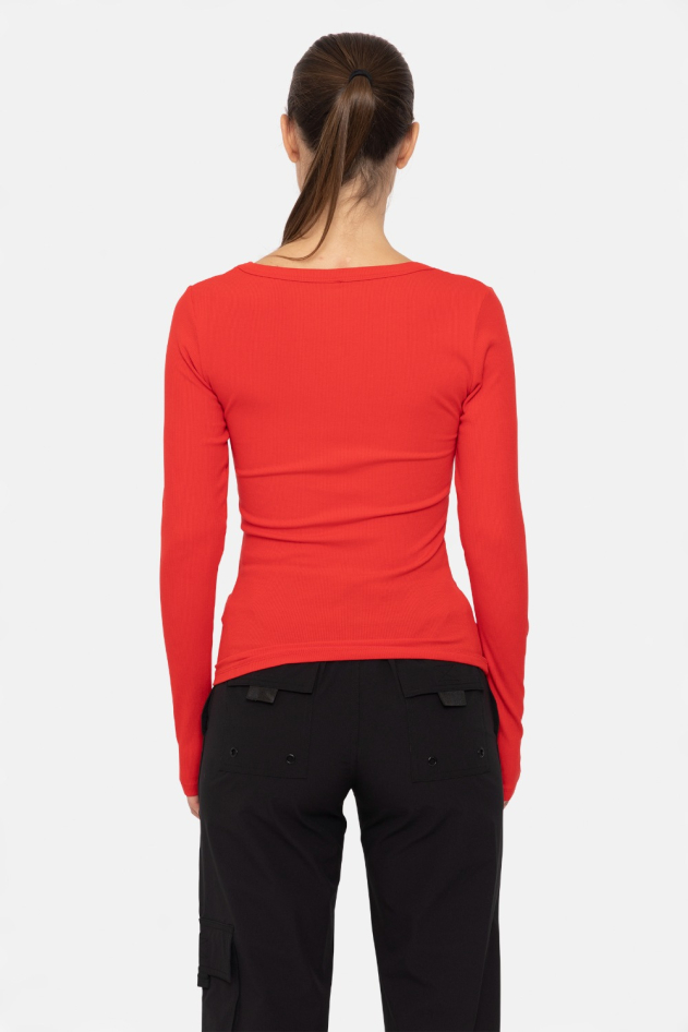 Slim Fit Scoop Neck Long Sleeve Top(KT12177)