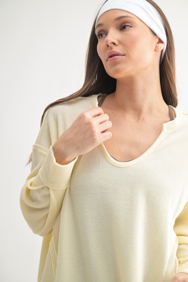 Cotton Blend Waffle Knit Oversized Long Sleeve (KT5116)