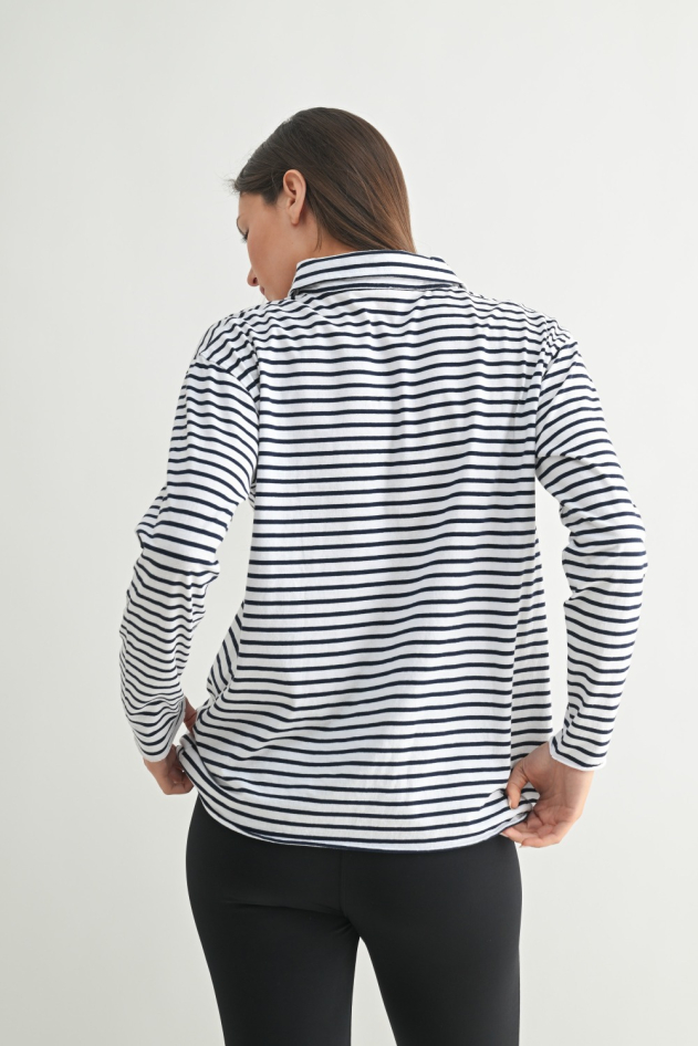 Coastal Cotton Striped Henley Tee (KT5277)