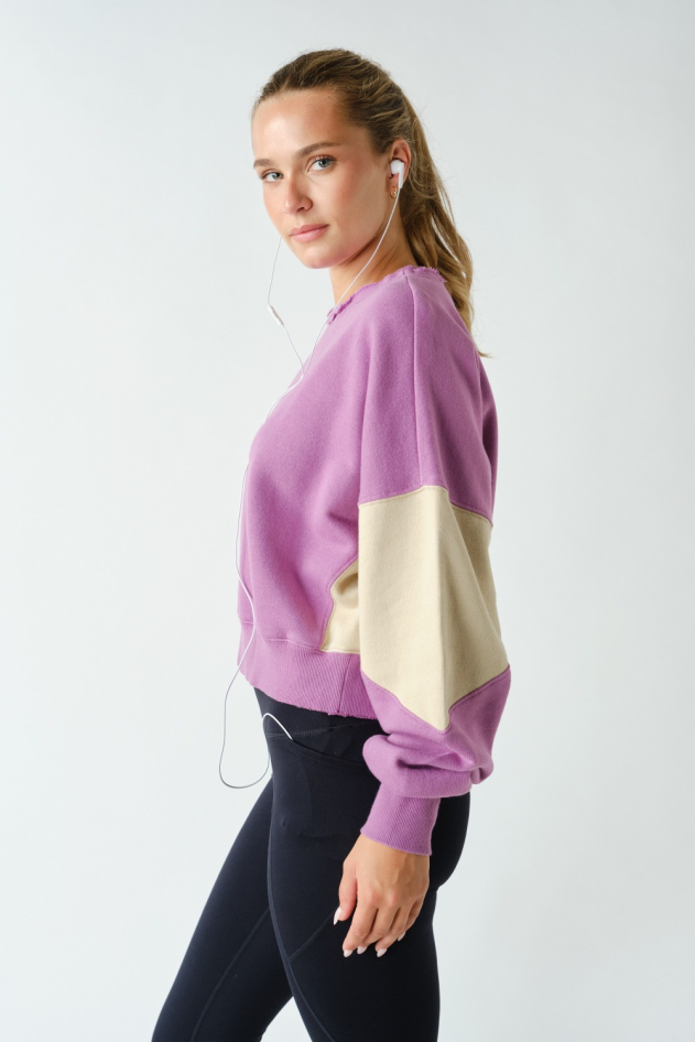 Vintage Vibes Color Block Sweatshirt(KT5373)