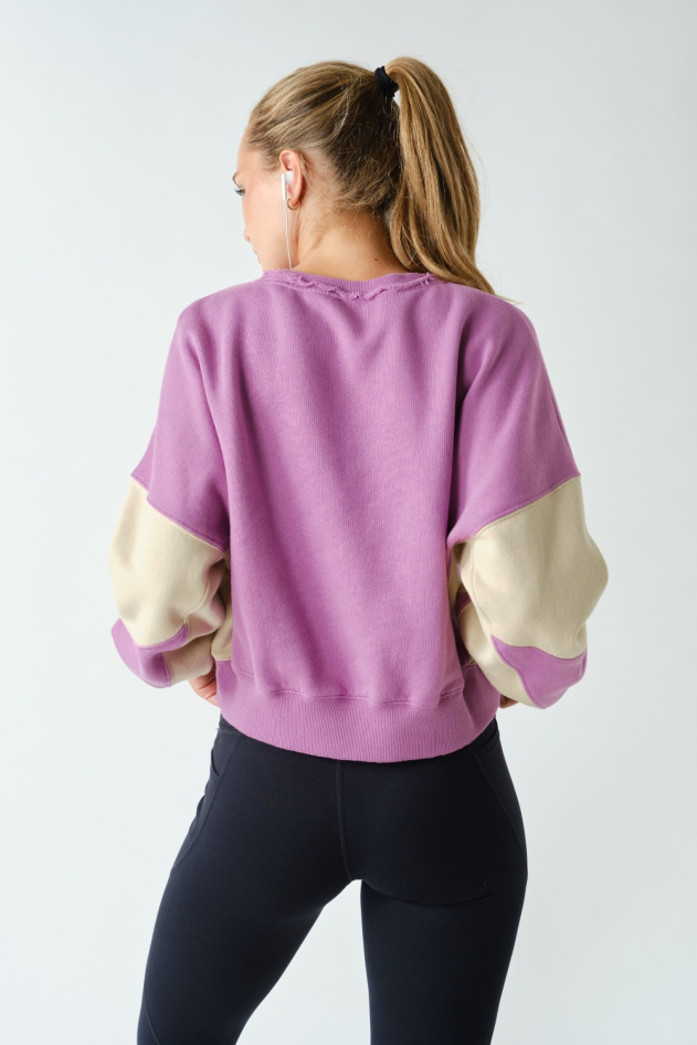 Vintage Vibes Color Block Sweatshirt(KT5373)