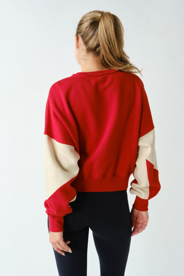 Vintage Vibes Color Block Sweatshirt(KT5373)