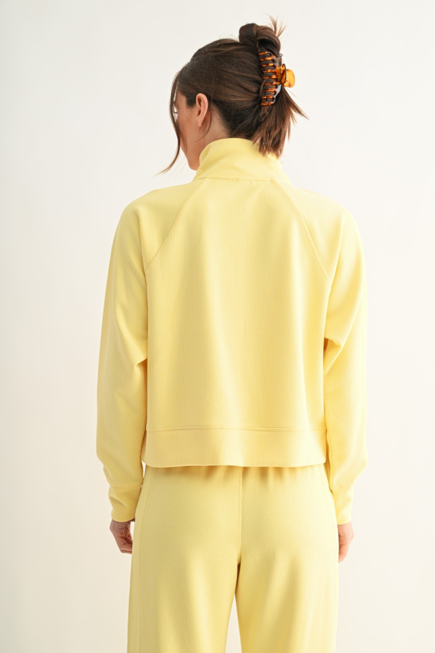 Luxe Sand Wash Rib 1/4 Zip Sweater(KT5379)