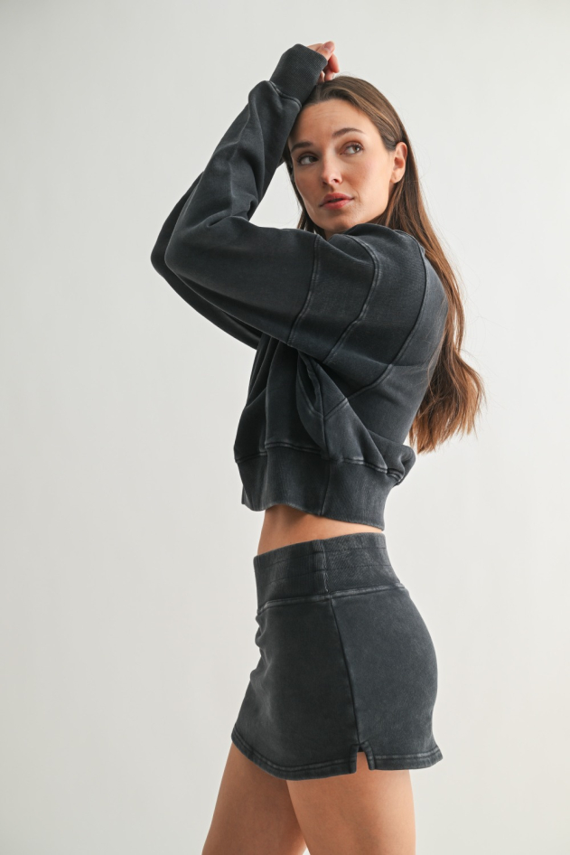 Mineral Wash Luxe Cropped Sweatshirt(KT5397)