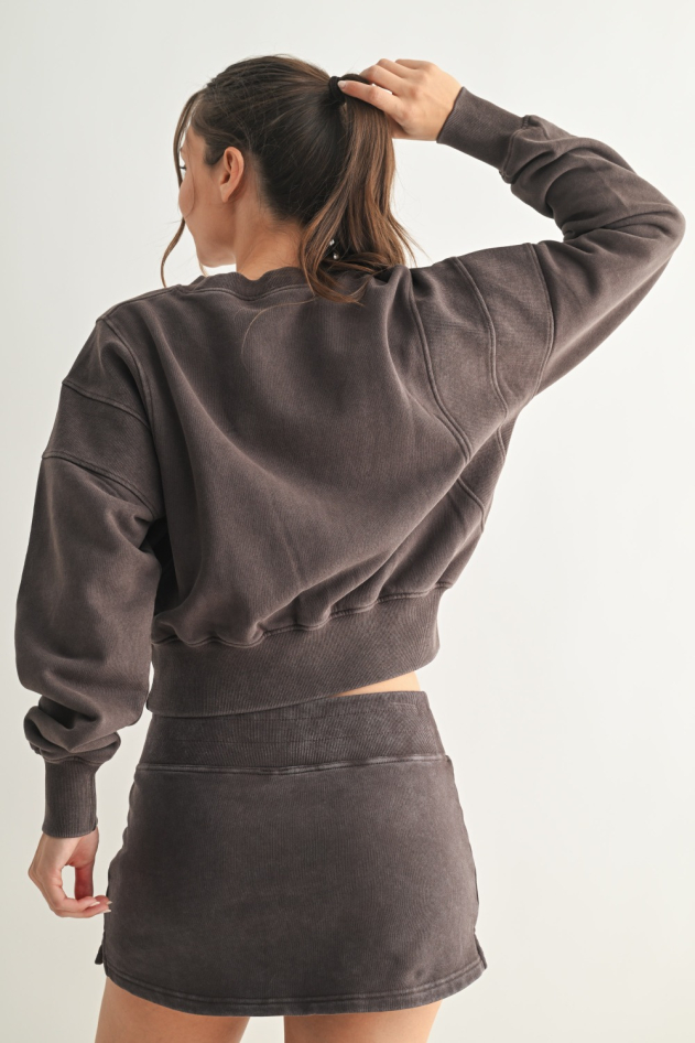 Mineral Wash Luxe Cropped Sweatshirt(KT5397)