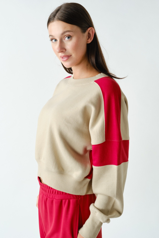 Contrast Edge Cropped Sweatshirt(KT5420)