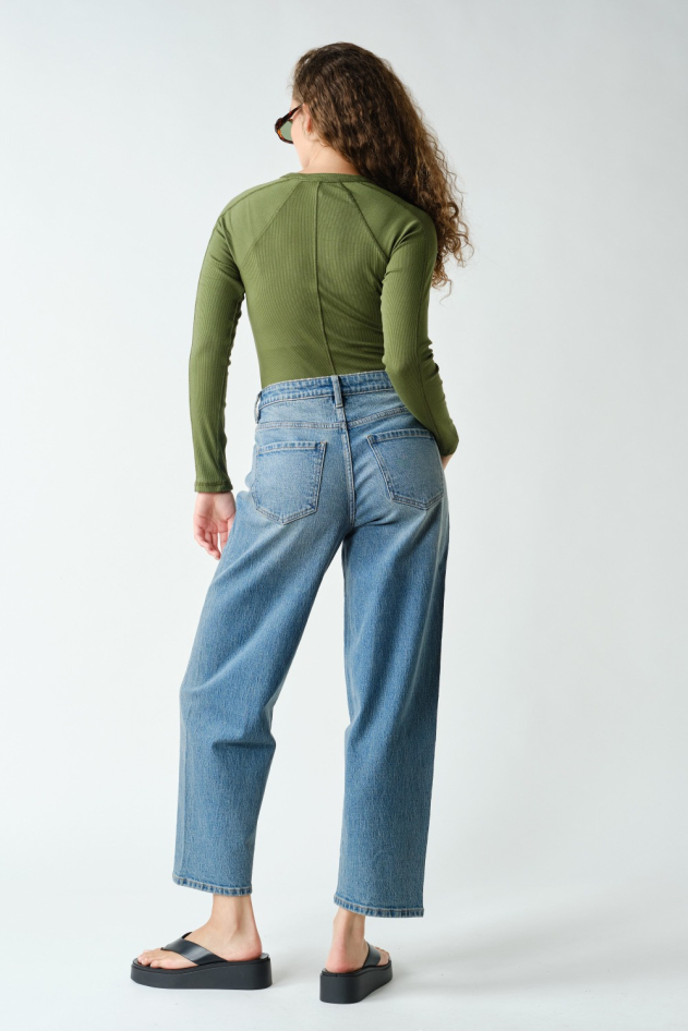 Essential Long-Sleeved Micro-Ribbed Henley Top(KT5543)