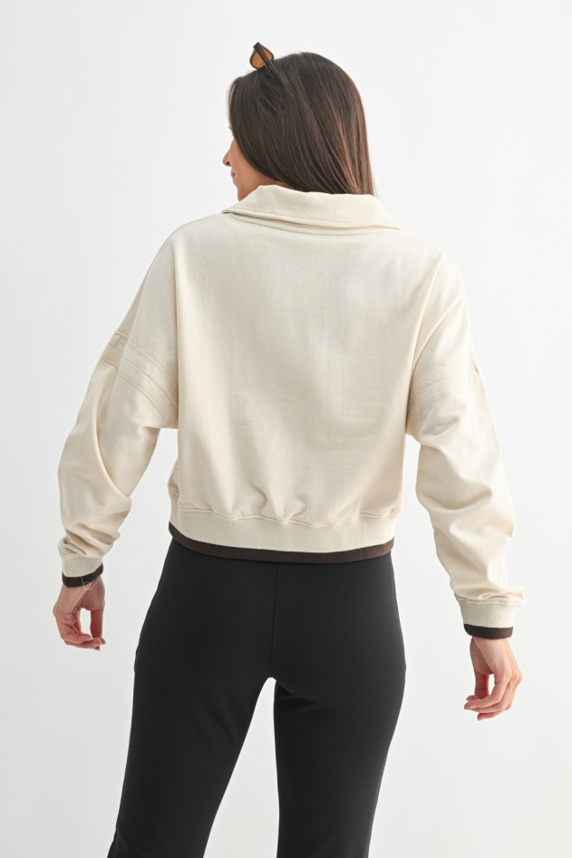 Varsity Line Fleece Pullover Sweater(KT5693)