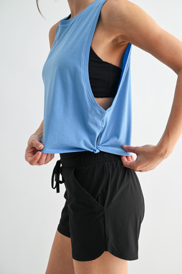 Pima Cotton Relaxed Side-Knot Tank(KT5836)