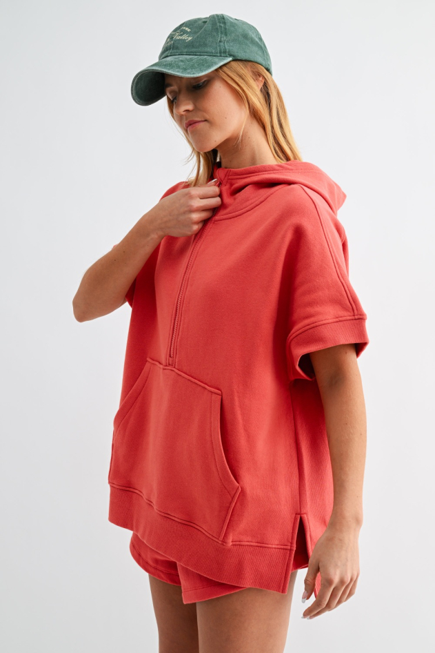 Malibu Summit Short Sleeve Half-Zip Hoodie(KT5890)