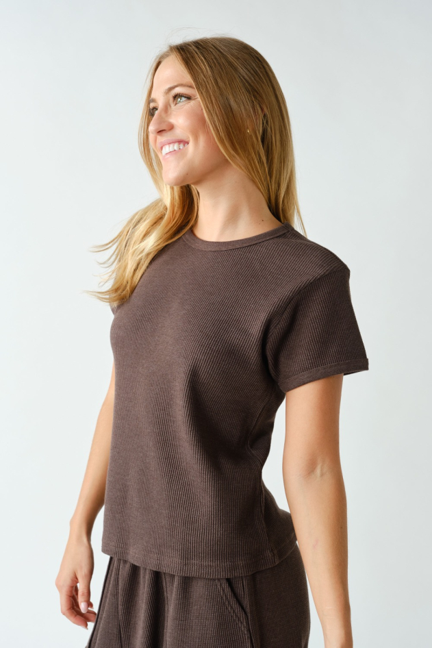Waffle-Knit Short-Sleeve Tee(KT5985)