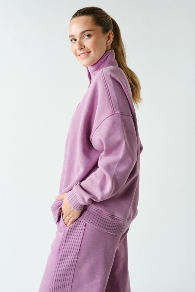 Mineral Wash Quilted Collar Snap Sweatshirt(KT6000)