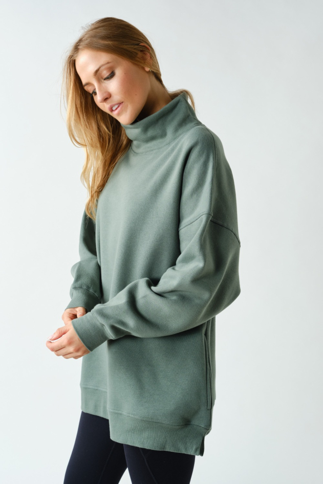 Cotton Fleece Mock-Neck Pullover Sweatshirt(KT6120)