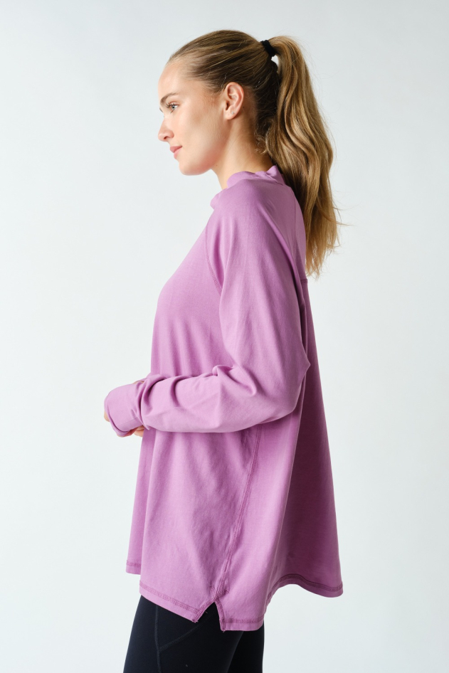 Pima Cotton Mock-Neck Raglan Tunic(KT6122)