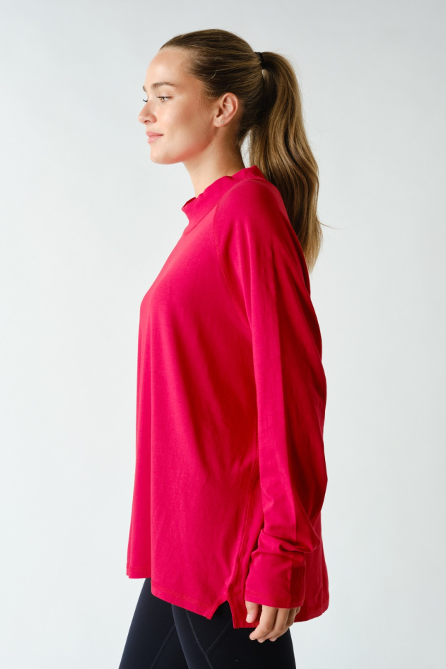 Pima Cotton Mock-Neck Raglan Tunic(KT6122)